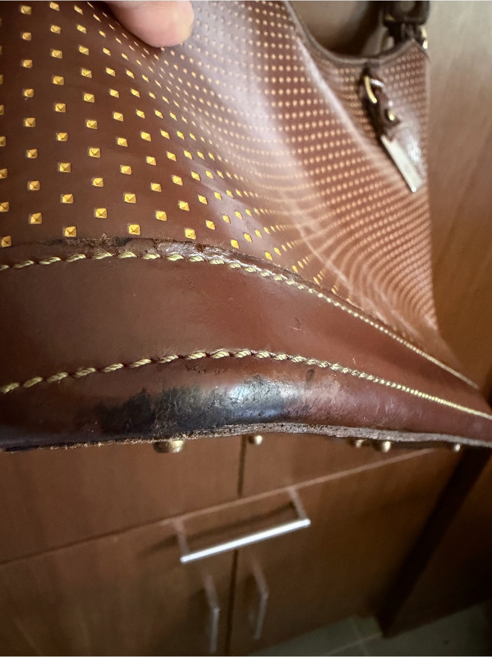 Vintage Dooney & Bourke Perforated Leather Cabrio Shoulder Bag - Picture 8 of 10